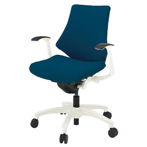 イトーキ エフチェア F 背・座 クロスタイプ ローバック ネイビーブルー 樹脂脚・フレームカラー ホワイトW KF-345GS-