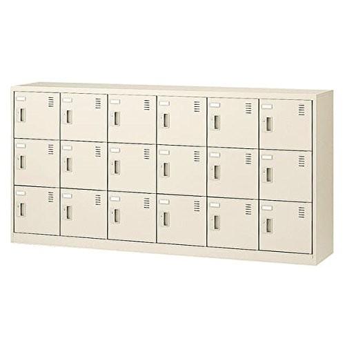 生興 SLCシューズボックス 南京錠取っ手 ニューグレー色 6列3段18人用 W1755×D380×H880 SLC-18Y-N