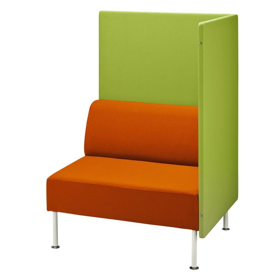 ライオン事務器 品番32856 パネル付ソファー・連結仕様（パネル／アップルグリーン）　1人掛・左側面パネル付（左連結用）45LC-115FSB-AG