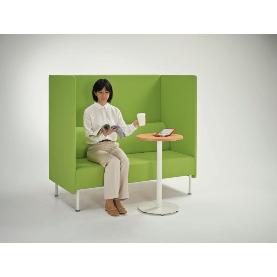 ライオン事務器 品番33934 パネル付ソファー アクアブルー（パネル／アップルグリーン）　1人掛・左側面パネル付　45LC-115FAB-2PLAG