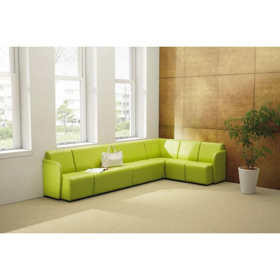 ライオン事務器 品番38757 ロビーチェアー　コーナー　65LC-16CF ティーグリーン