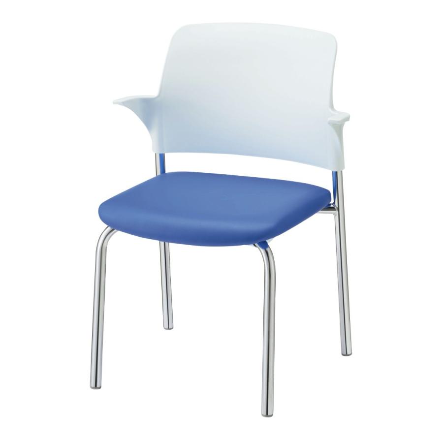 ライオン事務器 品番69110 ミーティング用チェアー〈フルト〉　ブルー　背ヌード レザー張り No.1430S