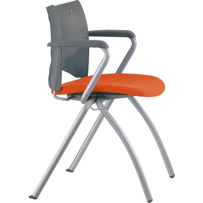 ライオン事務器 品番69482 ミーティング用チェアー　No.1216F　シャインオレンジ