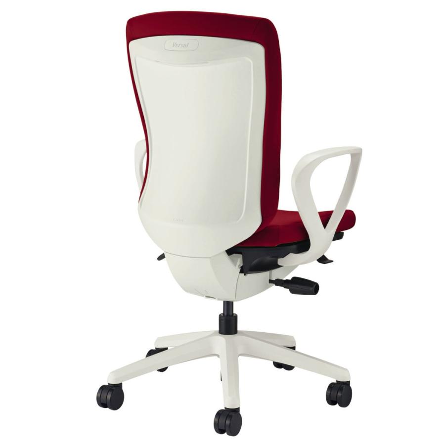 ライオン事務器 品番75109 オフィスチェアー　チェリーレッド　ホワイトシェル　ハイバック／サークルアーム　No.3521F-K