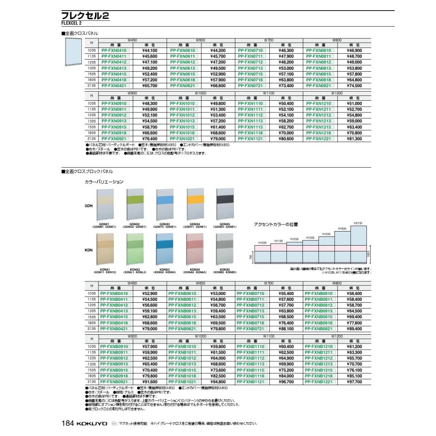 コクヨ 品番PP-FXN0910H7C4 184 04.ローパーティション フレクセル2 H1035 W900 フレクセルII PP-FXN09