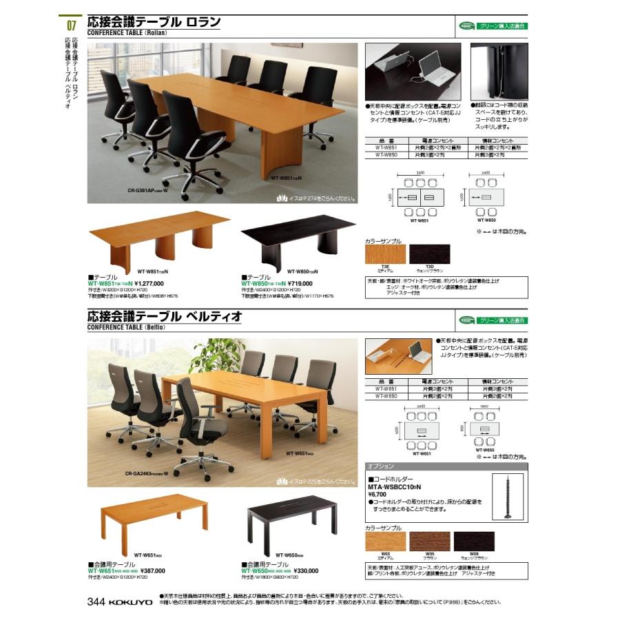 コクヨ品番 WT-W650W05 会議用テーブル ベルティオ W1800