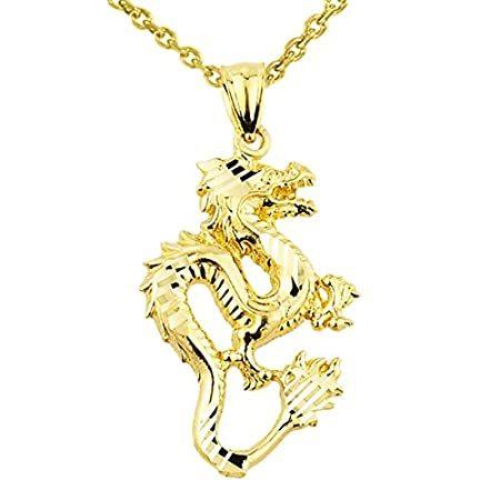 人気が高い 16 好評販売中 Necklace Pendant Charm Gold Yellow 10k Dragon Chinese 日用品 雑貨 輸入品の専門店です メンズアクセサリー Meorboston Org