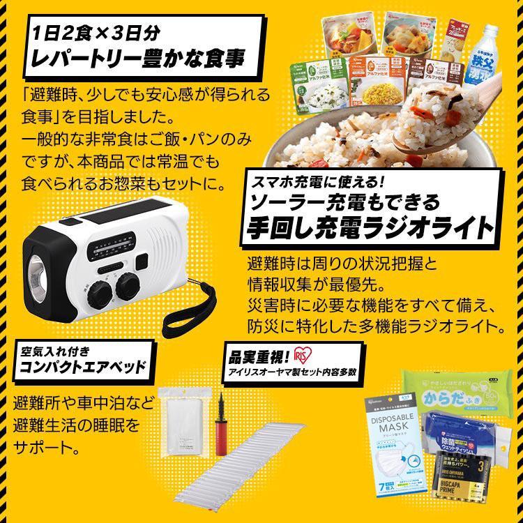 IRIS OHYAMA 防災グッズ セット 1人用 防災セット 40点 非常食 6