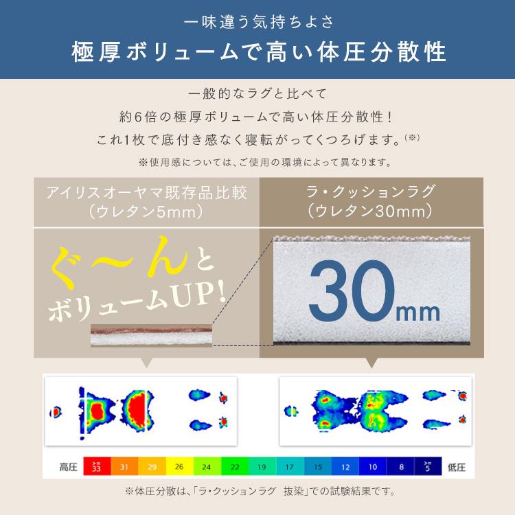 ラグ カーペット ラグマット 2畳 185×185 北欧 厚手 3cm 高反発 防音 遮音 キルトラグ ラクッションラグ アイリスオーヤマ ACRQ-C1818 *_9