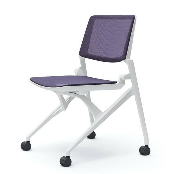 オカムラ ミーティングチェア Marca マルカ 背座メッシュ ホワイトフレーム ホワイトシェル 肘なし パープル 81M2WC F1E0