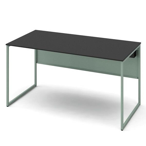 オカムラ 平机 ソリスト スタンダードタイプ セージ脚 W1400×D700×H720mm ブラック(メラミン天板) 3K20LD MHJ2