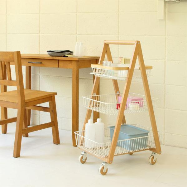 弘益 LIV キャリーバスケットワゴンM W355&times;D545&times;H865mm ホワイト LIV-CM3(WH)
