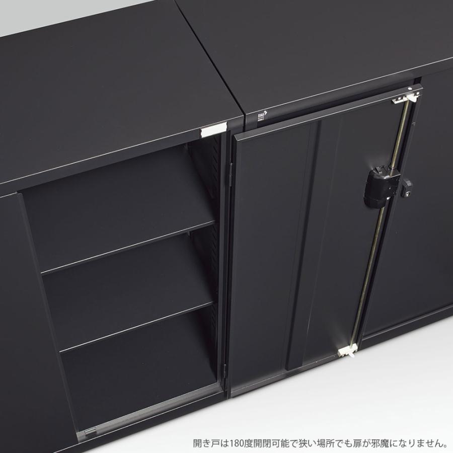 書庫 両開き書庫 H1110mm ブラック ALZK-H34 スチール書庫 A4 黒 上品 おしゃれ 日本製 完成品 生興の画像