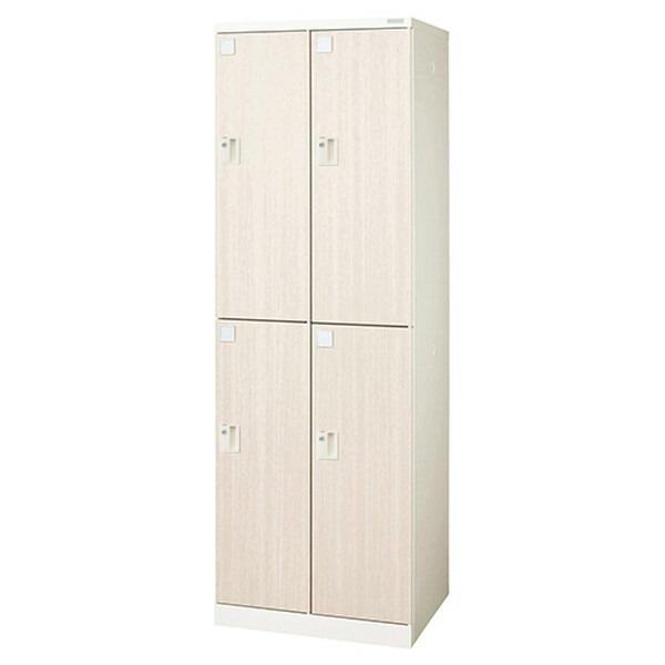『受注生産品』ライオン事務器 ロッカー ロカーナ 4人用 2列2段 内筒交換錠 W600×D515×H1790mm 木目シート LOC-C22-04EK