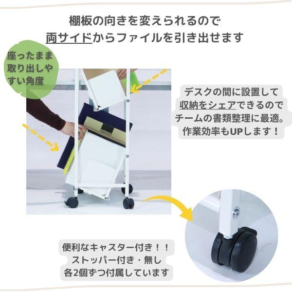 林製作所 デスクワゴン 平棚傾斜棚自在スチールラック 2段 A4/A3（下段
