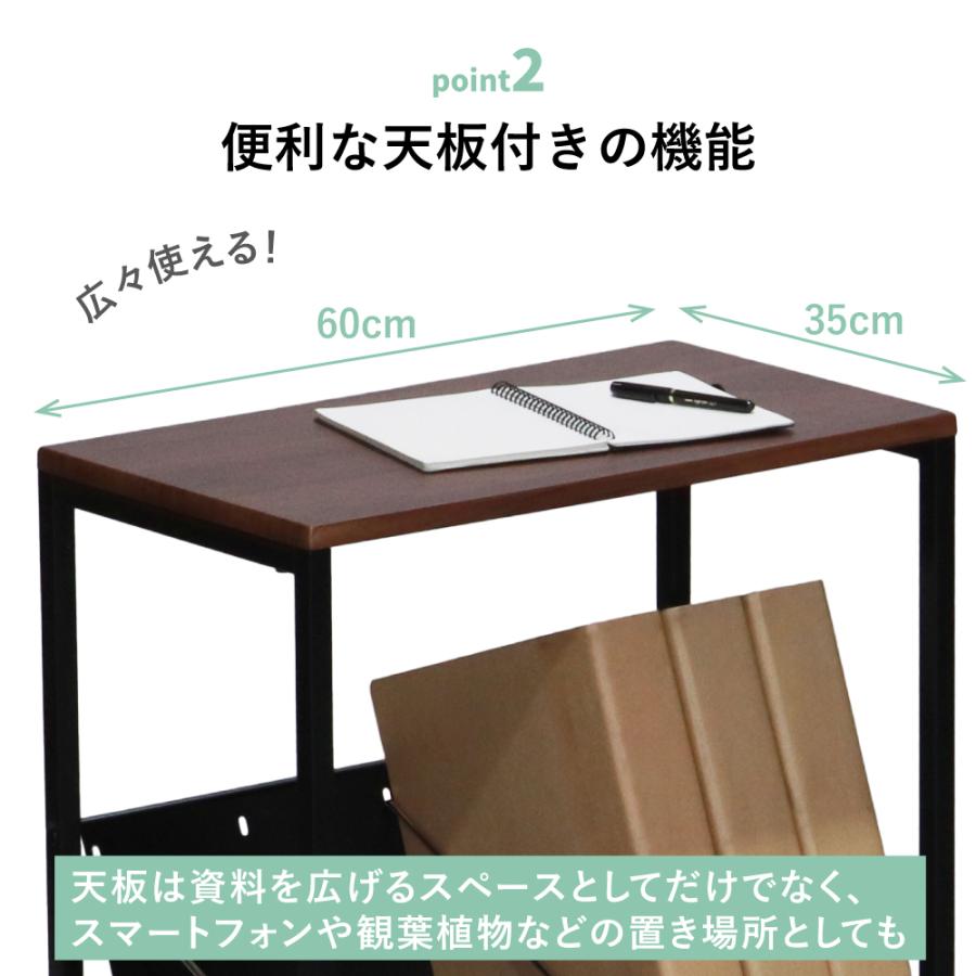 デスクワゴン サイドワゴン 天板付傾斜棚ワゴン 2段 A4対応 キャスター付き 斜め ホワイト ysk-013-2 ys-k29 林製作所