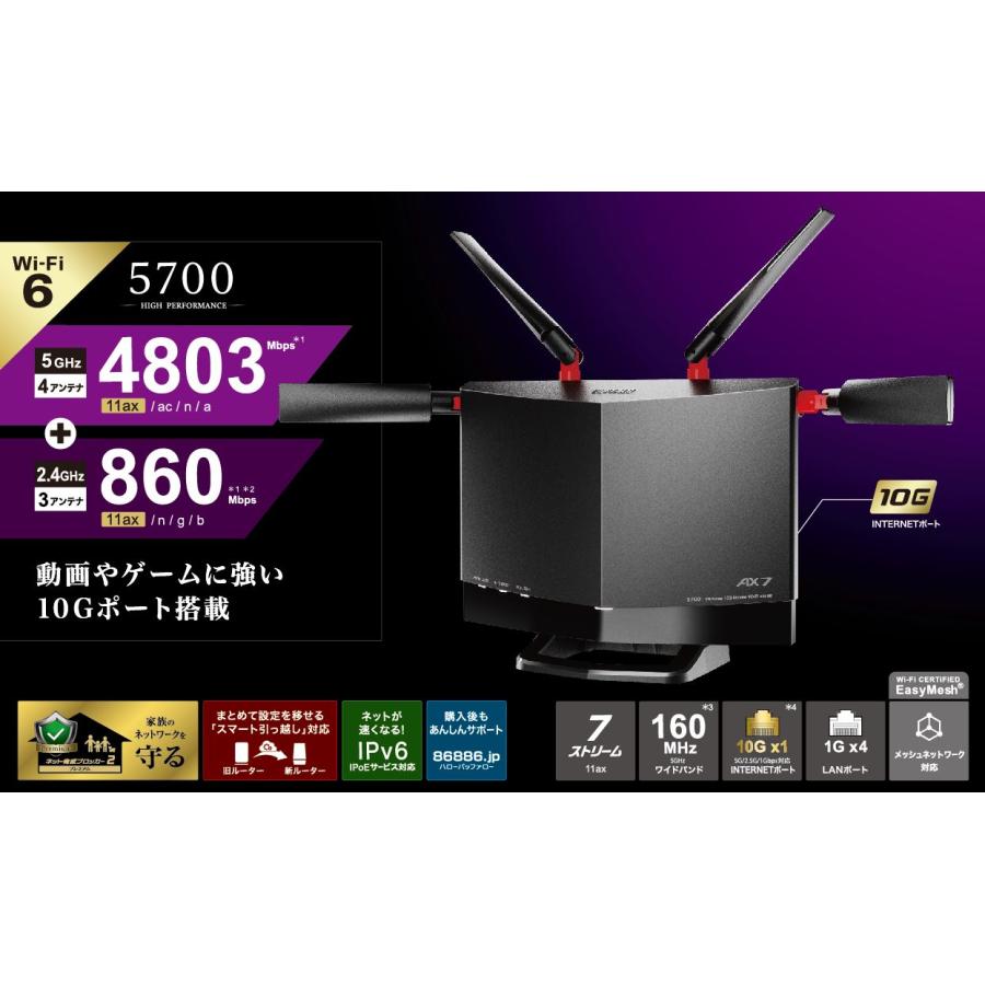 BUFFALO バッファロー 無線ルーターWXR-5700AX7P リテール品 BUFFALO バッファロー 無線ルーターWXR-5700AX7P リテール品