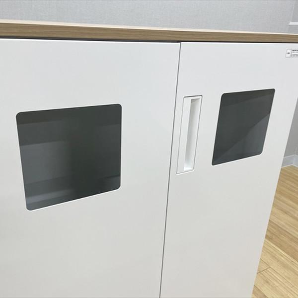 コクヨ ダストボックス エディア 両開きトラッシュユニット 天板付 ゴミ箱 業務用 店舗用 ホワイト 中古 AG-880837Bの画像