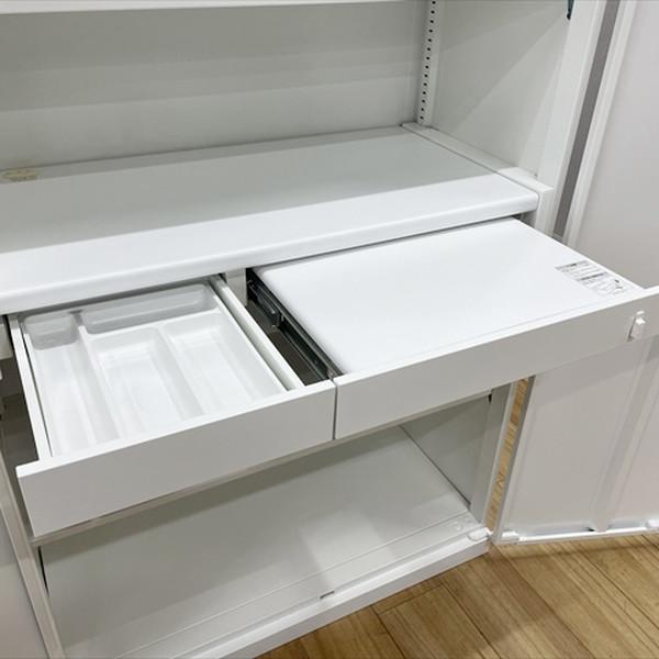 オカムラ ビジネスキッチン レクトライン カップケース 両開き扉 W900 H1810 ホワイト 中古 CB-880800B_5