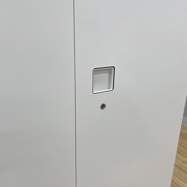 オカムラ ビジネスキッチン レクトライン カップケース 両開き扉 W900 H1810 ホワイト 中古 CB-880800B_8