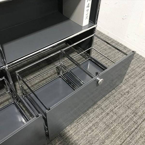 usm ハラー オープンシェルフ 3段 引き出し付き グレー USM Haller