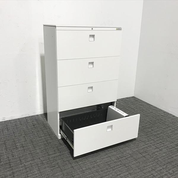 オカムラ ラテラルキャビネット 4段 レクトライン 書庫 ホワイト 中古 CL-874118B_1