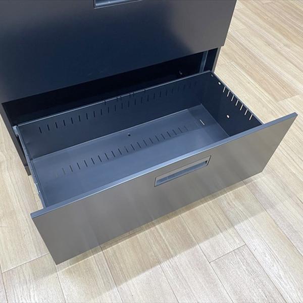 コクヨ ラテラルキャビネット 2段 エディア ブラックタイプ シングルベース型 書庫 W900 H762 ブラック 中古の画像