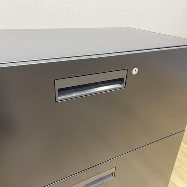 コクヨ ラテラルキャビネット 2段 エディア ブラックタイプ シングルベース型 書庫 W900 H762 ブラック 中古の画像