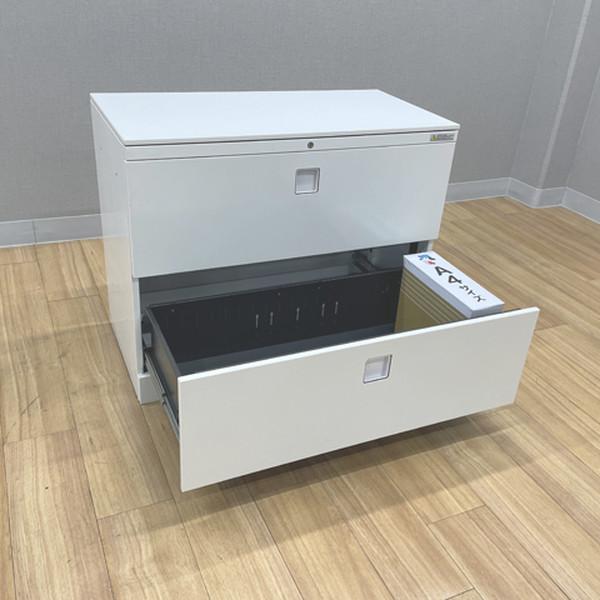 オカムラ ラテラルキャビネット 2段 レクトライン 書庫 W900 H720 ホワイト 中古_1