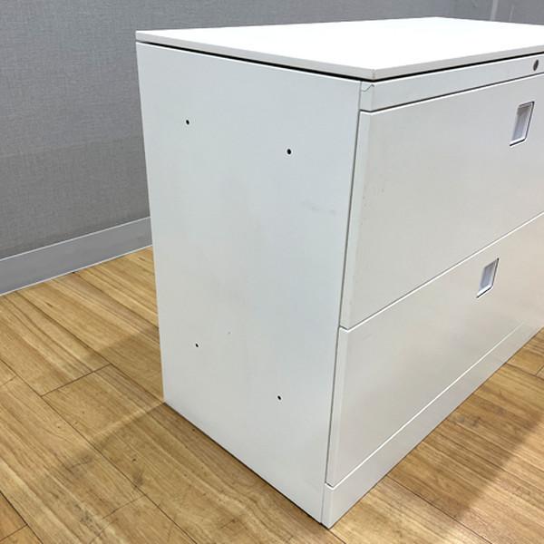 オカムラ ラテラルキャビネット 2段 レクトライン 書庫 W900 H720 ホワイト 中古_4