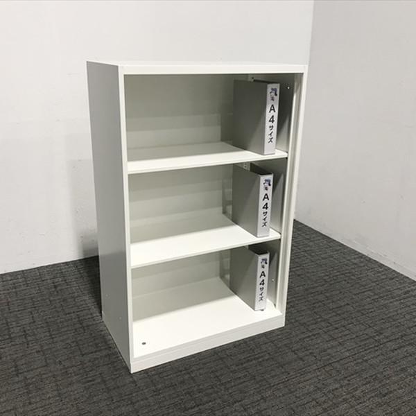 オカムラ レクトライン オープン書庫 幅800 3段 ベース付 ネオホワイト OKAMURA Rectline 本棚 書類棚 オフィス収納 中古 CO-871560Bの画像