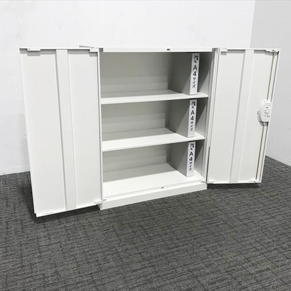 生興 両開き書庫 クウォール ホワイト 中古 CR-873883A : オフィス家具 