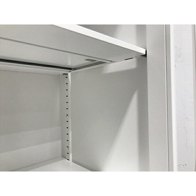 両開き書庫 エディア シングルベース型 スチールキャビネット コクヨ ホワイト 中古 CR-874192Bの画像