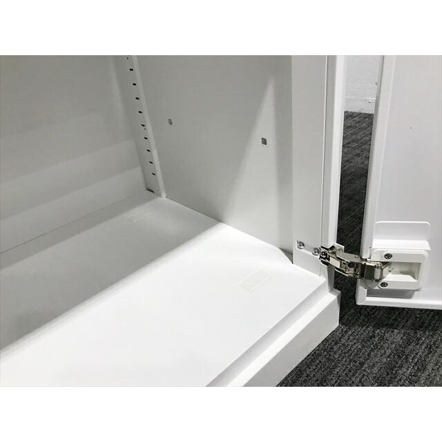 両開き書庫 エディア シングルベース型 スチールキャビネット コクヨ ホワイト 中古 CR-874192Bの画像