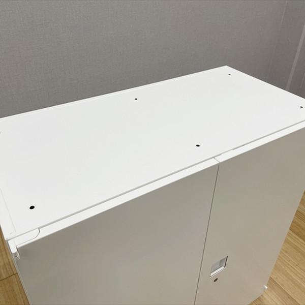 オカムラ 両開き書庫 レクトライン スチール製 W900 H950 ホワイト 中古 CR-880652Bの画像