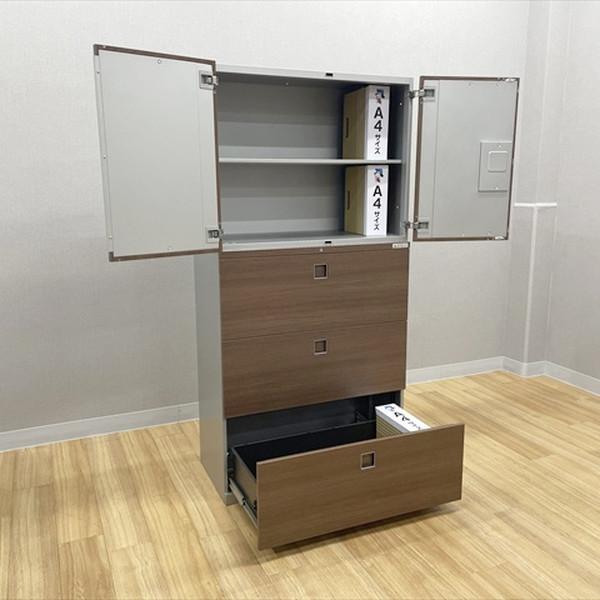 オカムラ（okamura） スチールキャビネット 3段ラテラル 両開き 上下 