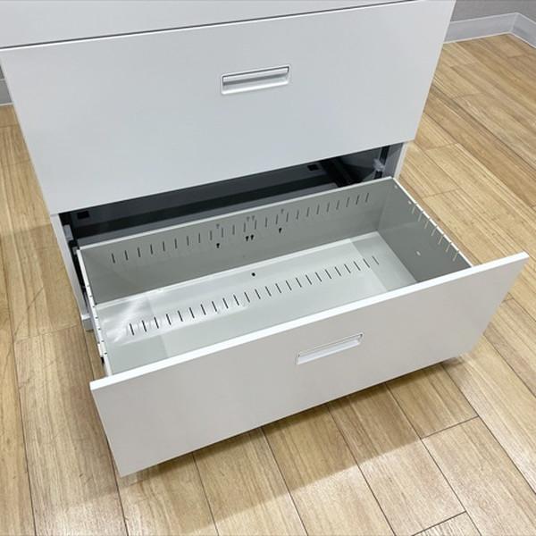 ナイキ 3段ラテラルオープン 上下セット CW スチールキャビネット ホワイト 中古 CU-881018Bの画像
