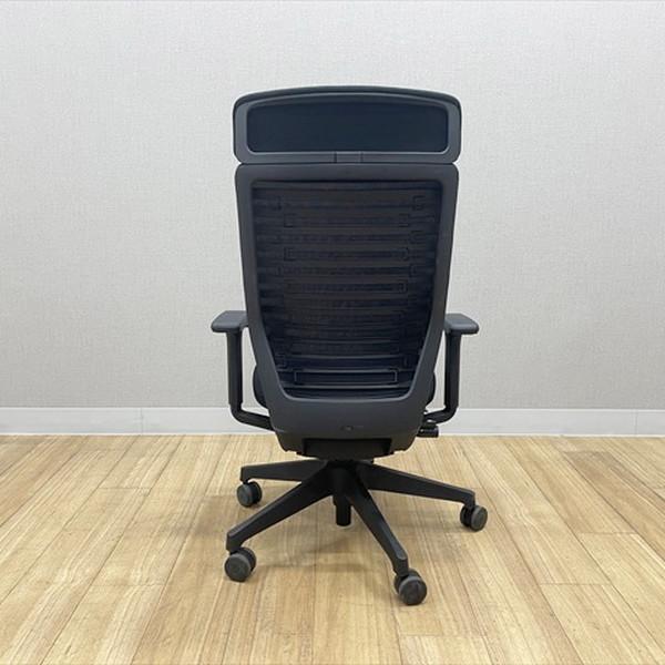 イトーキ エピオス エクストラハイバック メッシュ ヘッドレスト付 オフィスチェア 肘付 ブラック 中古 IO-881392B_1