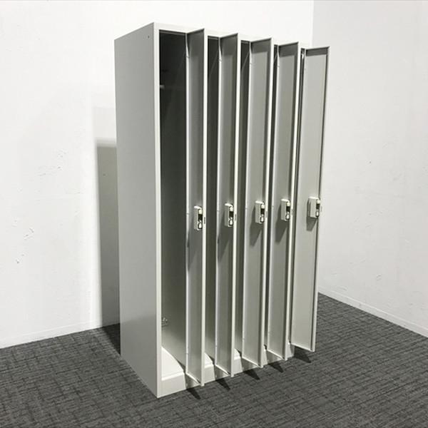 5人用ロッカー シリンダー錠付き シンプルロッカー チトセ ホワイト 中古 LK-875617Bの画像