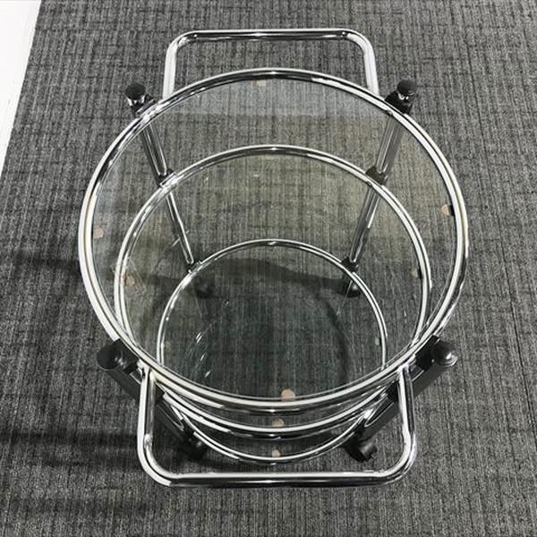 サイドテーブル ガラス製 キッチンワゴン 取手付 キャスター付 透明