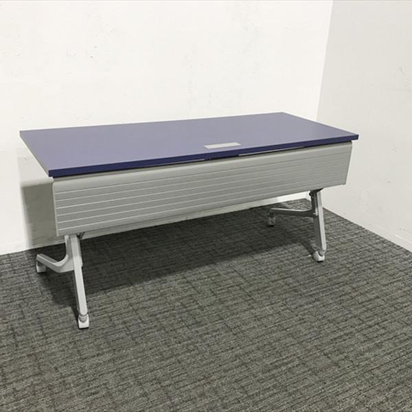 会議テーブル フラップ式 カルド― 幕板付 オカムラ パープル □ 中古 TF-873669B | オカムラ