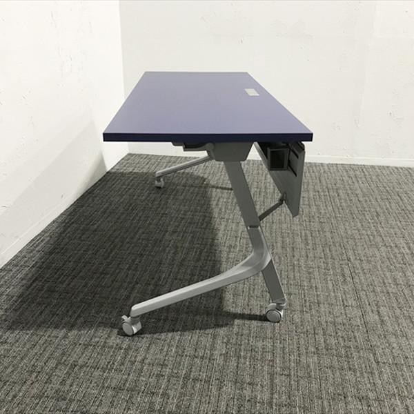 会議テーブル フラップ式 カルド― 幕板付 オカムラ パープル □ 中古 TF-873669B | オカムラ | 01