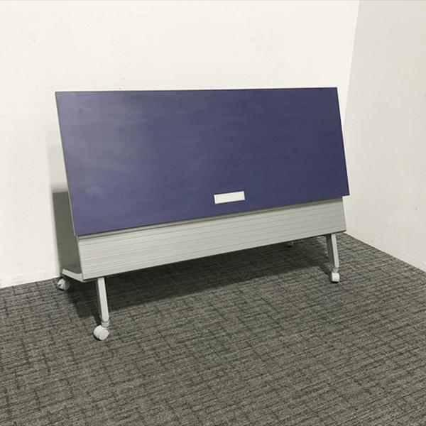 会議テーブル フラップ式 カルド― 幕板付 オカムラ パープル □ 中古 TF-873669B | オカムラ | 08