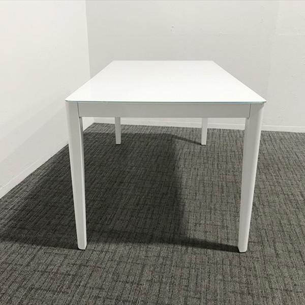 ミーティングテーブル 完成品 ガラス天板 ホワイト 中古 TM-872855B