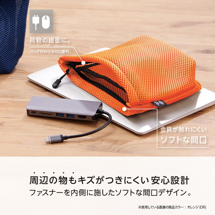 クッションメッシュポーチ マチ付 ブラック AZ-3675-60 セキセイ