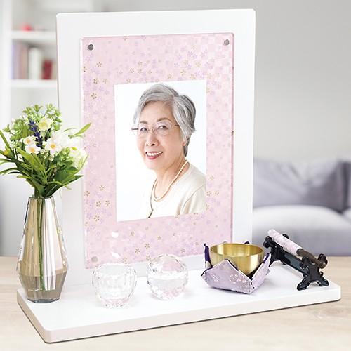 仏壇 ブラウン ホワイト（2色）アクリルパネル飾り台（和紙2枚付