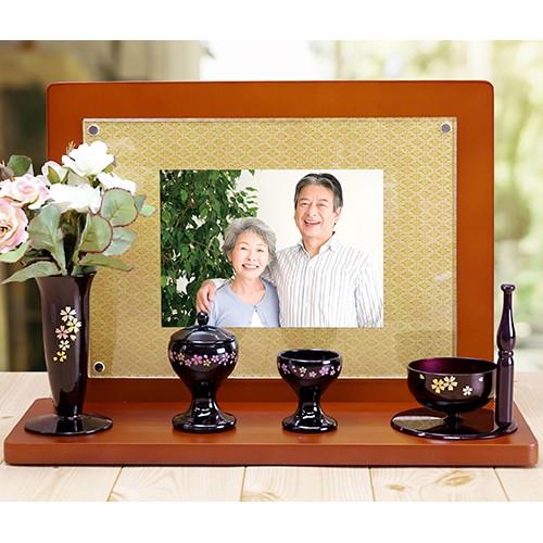 仏壇 ブラウン ホワイト（2色）アクリルパネル飾り台（和紙2枚付