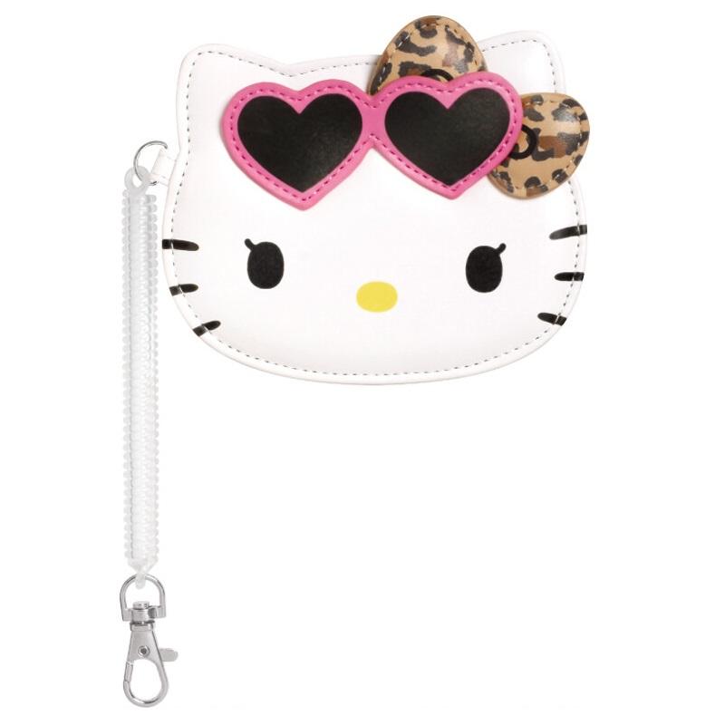 リール付きパスケース 日焼けキティ ヒョウ柄キティ 定期入れ