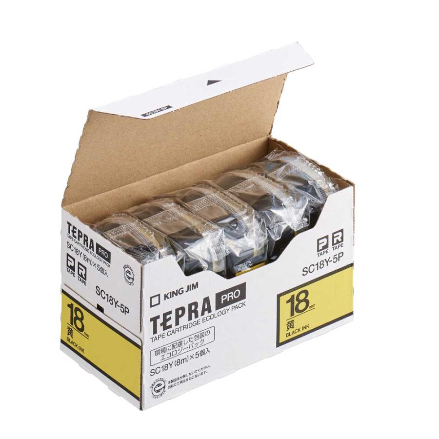 エコパック カラーラベル・パステル 黄・黒文字（PROテープ） SC18Y-5P