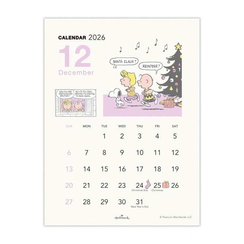 スヌーピー 2026年卓上カレンダー（タテ型）YDC-845-599 日本ホール